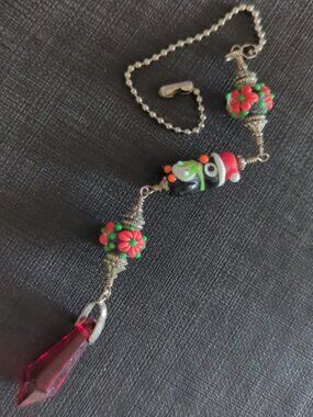 Handmade Christmas-themed beaded dangle